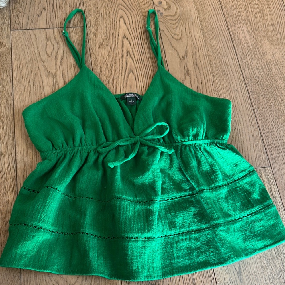 Emerald Green Sleeveless Camisole with Tie Front